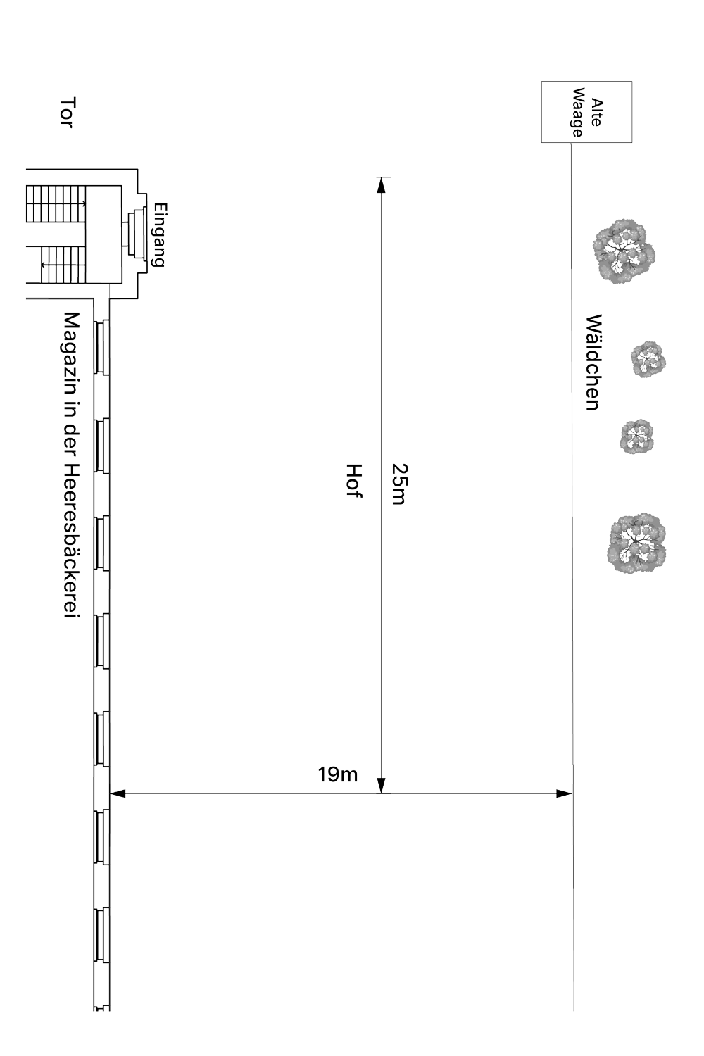 Grundriss des Magazin in der Heeresbäckerei, Hochformat