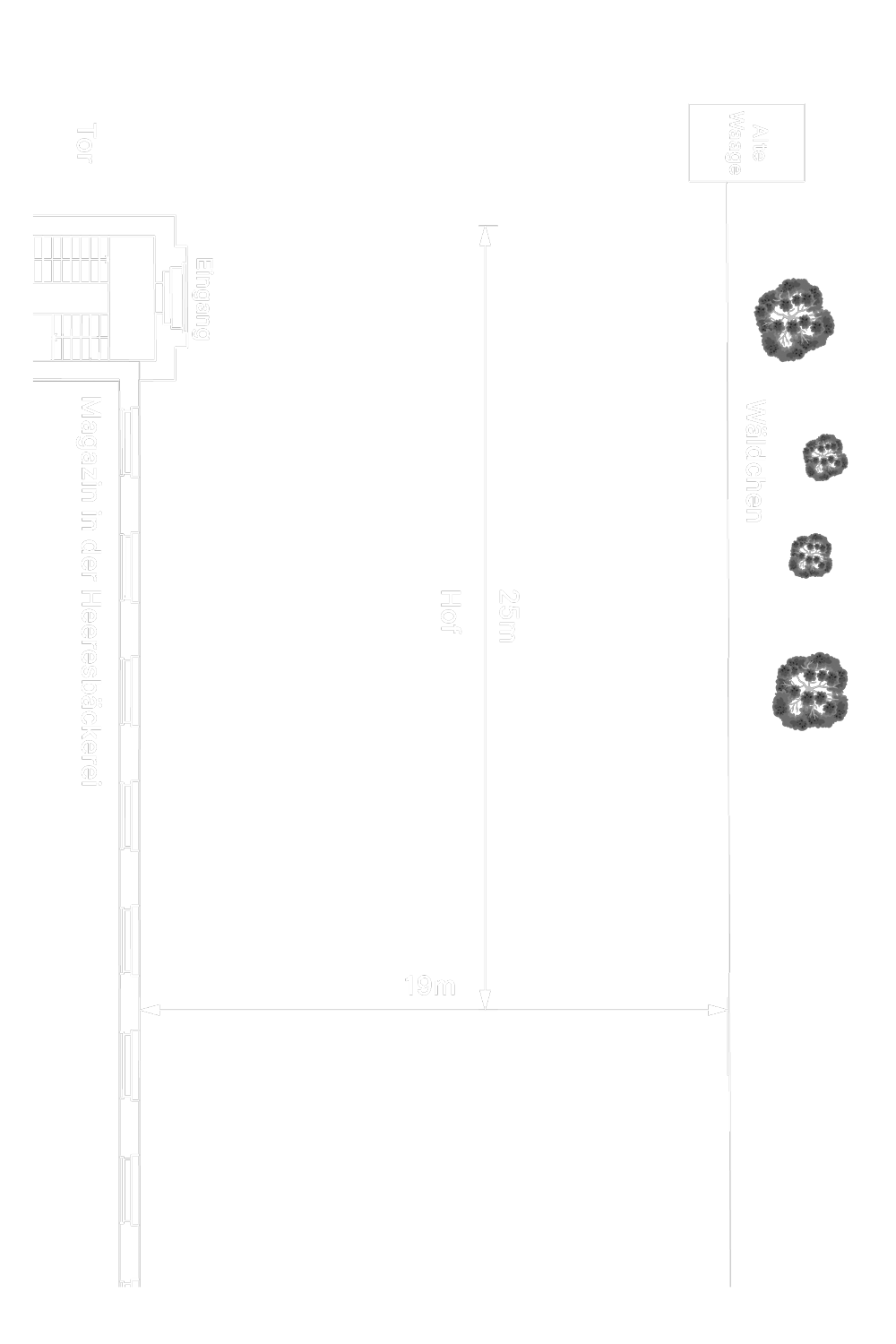 Grundriss des Magazin in der Heeresbäckerei, Hochformat